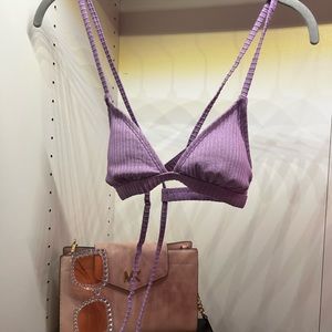 Target sparkly purple string triangle top